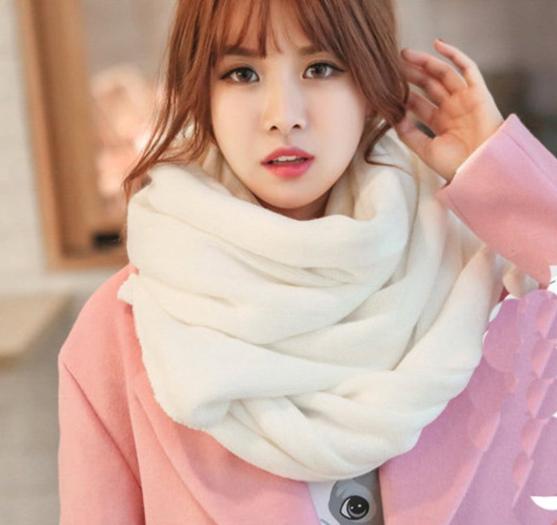 Wander Agio Womens Warm Long Shawl Winter Blanket Scarf Scarves Pure Color White - Image 4